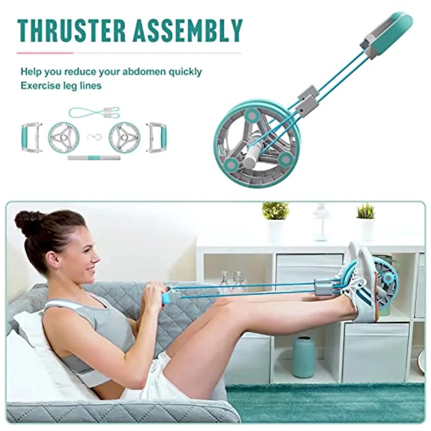 Elevens Ab Roller Wheel for Training Abdomen & Core Strength, 14-in-1 Exercise Equipment for Abs Workout at Home Gym Fitness Yoga for Women（Green)