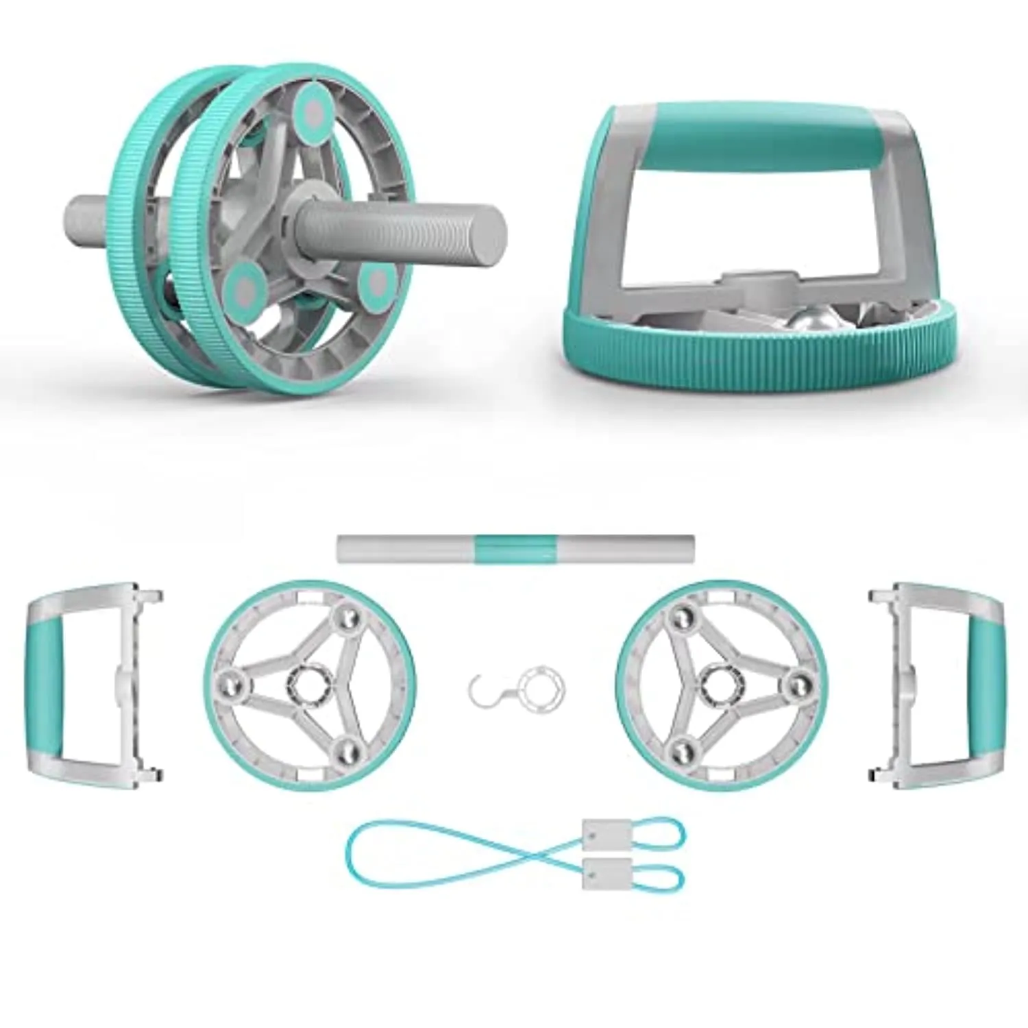 Elevens Ab Roller Wheel for Training Abdomen & Core Strength, 14-in-1 Exercise Equipment for Abs Workout at Home Gym Fitness Yoga for Women（Green)