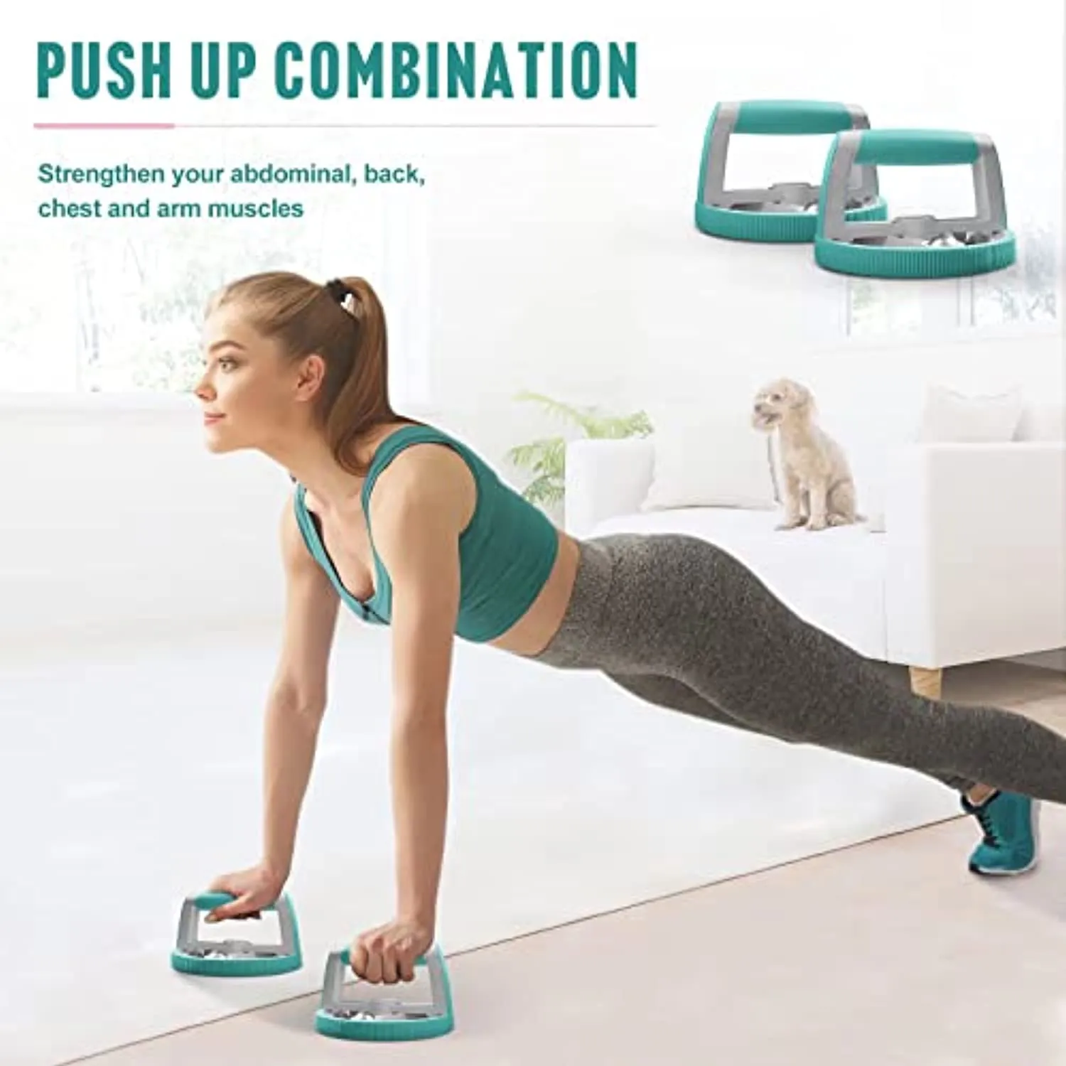 Elevens Ab Roller Wheel for Training Abdomen & Core Strength, 14-in-1 Exercise Equipment for Abs Workout at Home Gym Fitness Yoga for Women（Green)