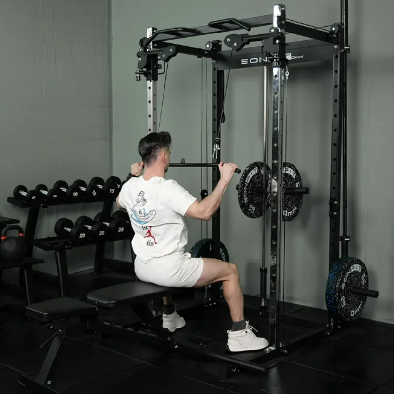 EONFIT®Omni E2 Classic Squat Cage Power Rack with Cable Crossover Pulley System Full Body Strength Training For Home Gym - Depreciated Version