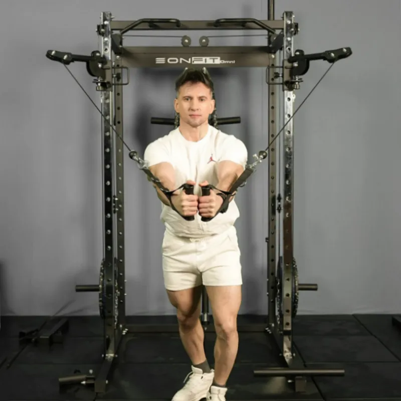 EONFIT®Omni E2 Classic Squat Cage Power Rack with Cable Crossover Pulley System Full Body Strength Training For Home Gym