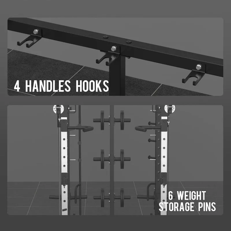 EonfitOmni® E5 11-in-1 Multi-Function Smith Machine with 360° Adjustable Free-Motion Arms Cable Crossover System and Squat Rack for Home Gym