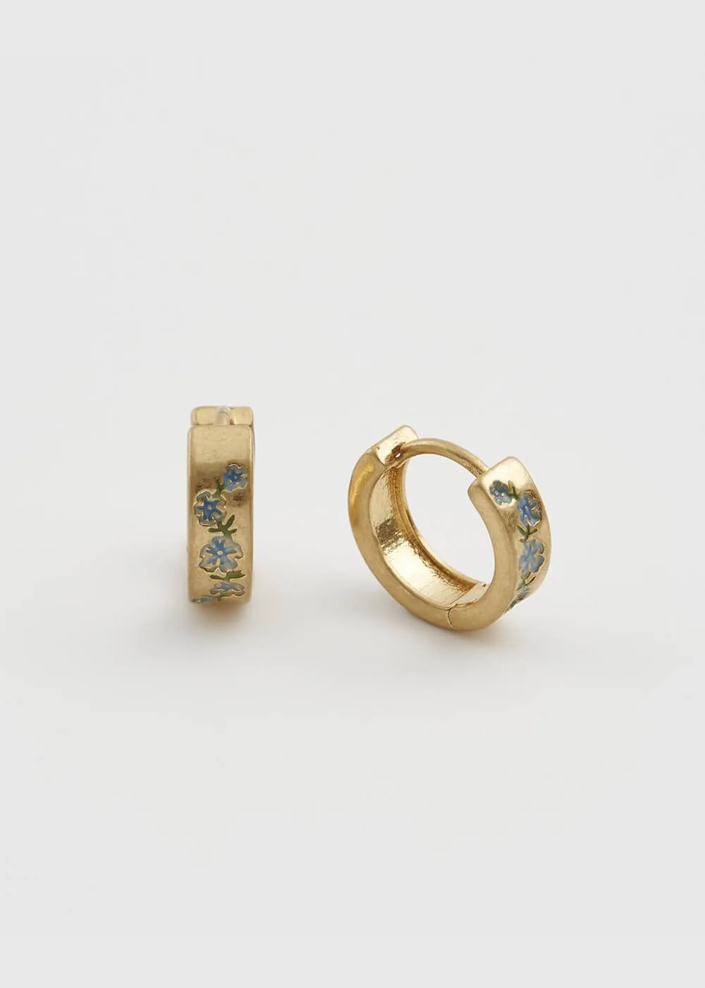 Fable England Forget-Me-Not Mini Hoop Earrings Blue