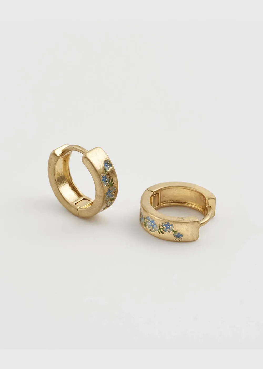 Fable England Forget-Me-Not Mini Hoop Earrings Blue