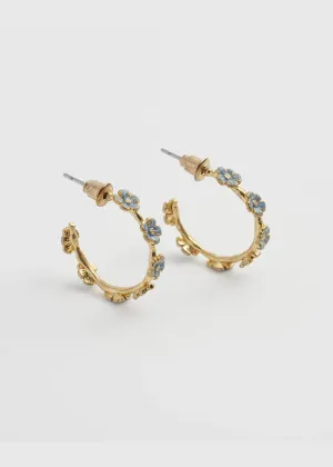 Fable England Forget-Me-Not Stud Hoop Earrings Blue