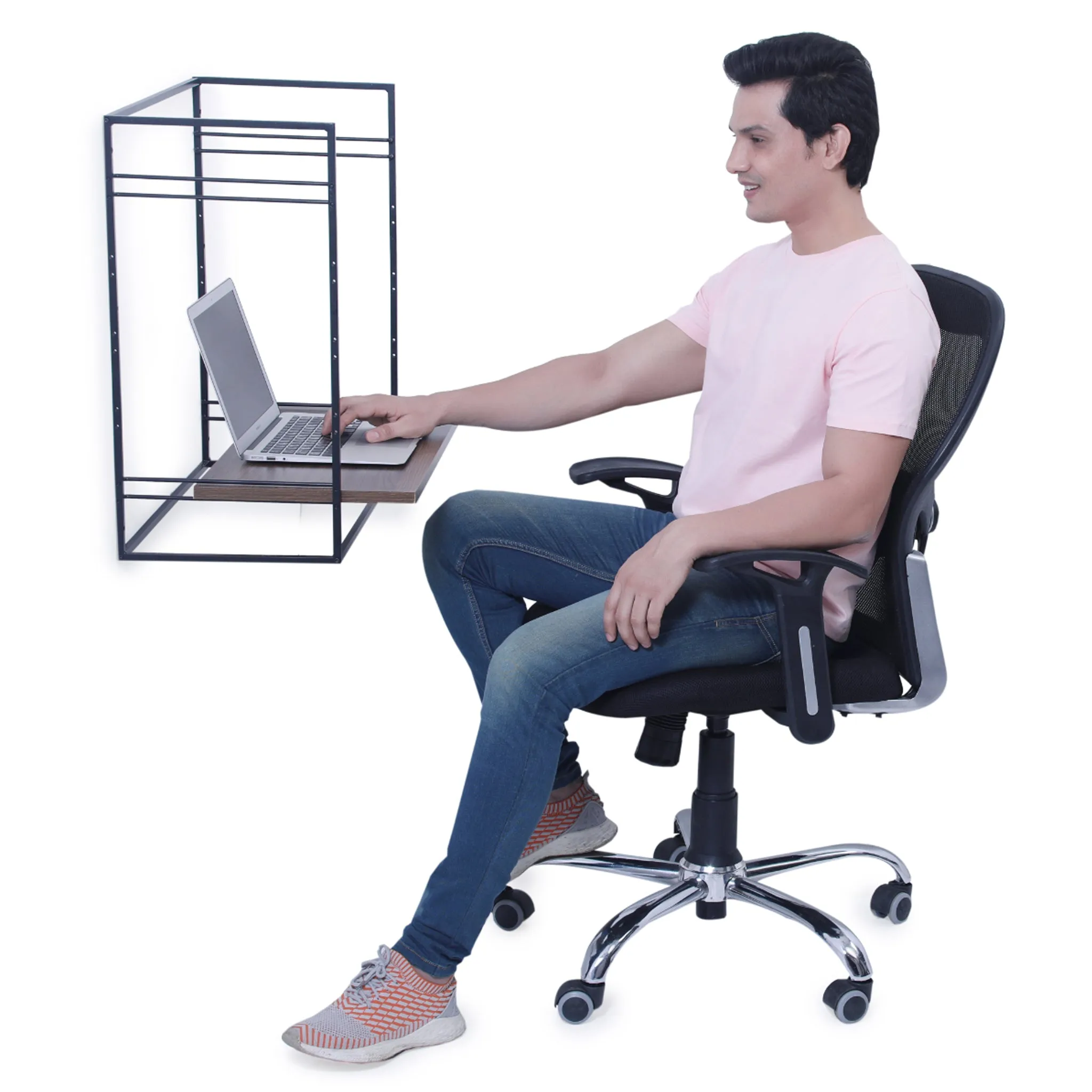 Fitizen Zen Height Adjustable Table, Wall Mounted, Black & Brown FITI-151-BB