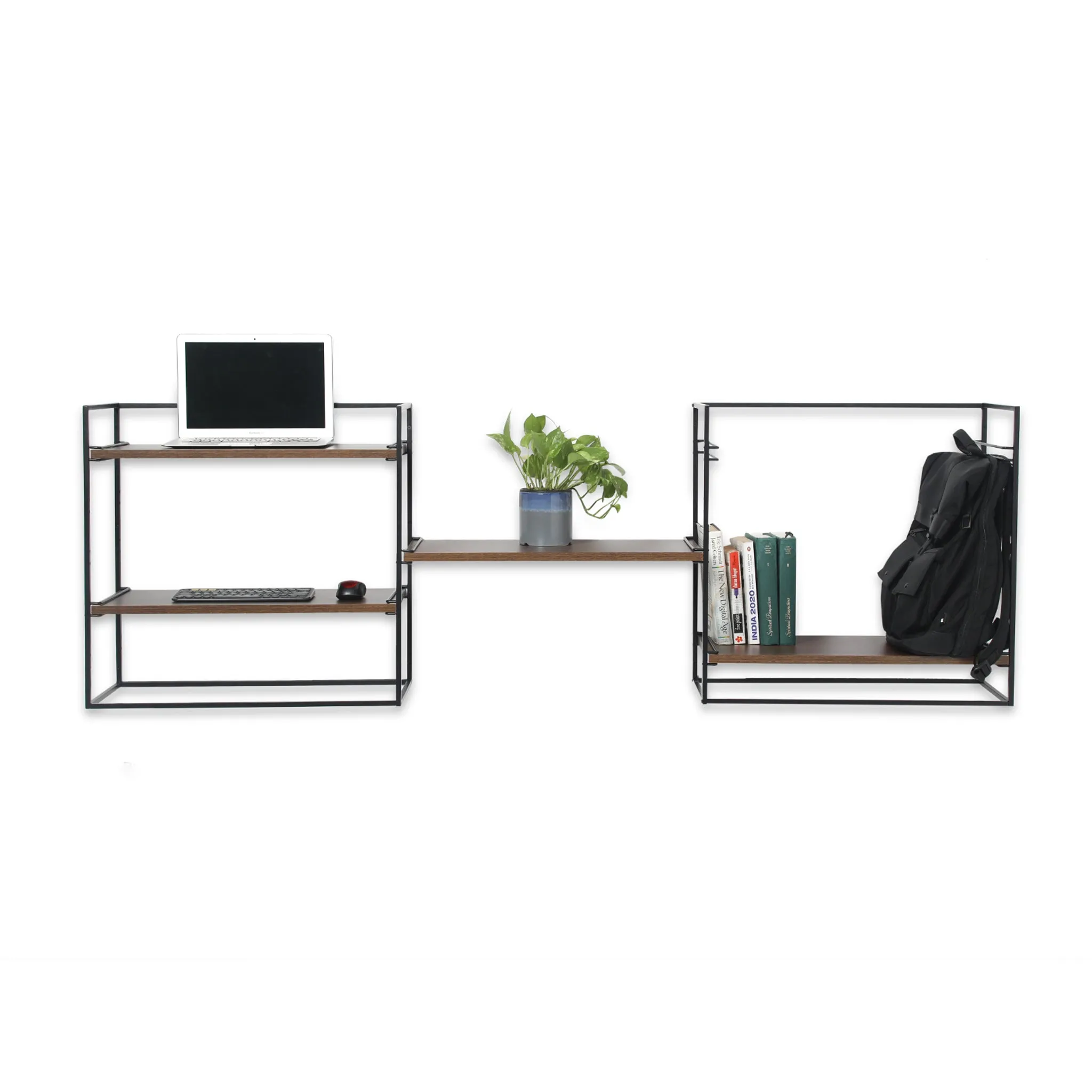 Fitizen Zen Height Adjustable Table, Wall Mounted, Black & Brown FITI-151-BB
