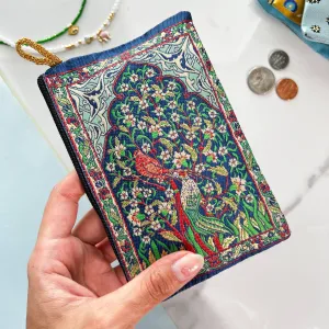 Floral Bird Coin Purse Cute Zipper Pouch Boho | Handmade in Turkey | 4" x 5"
