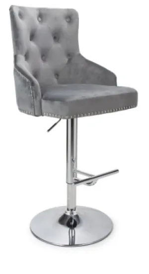 Forte Velvet Grey Bar Stool