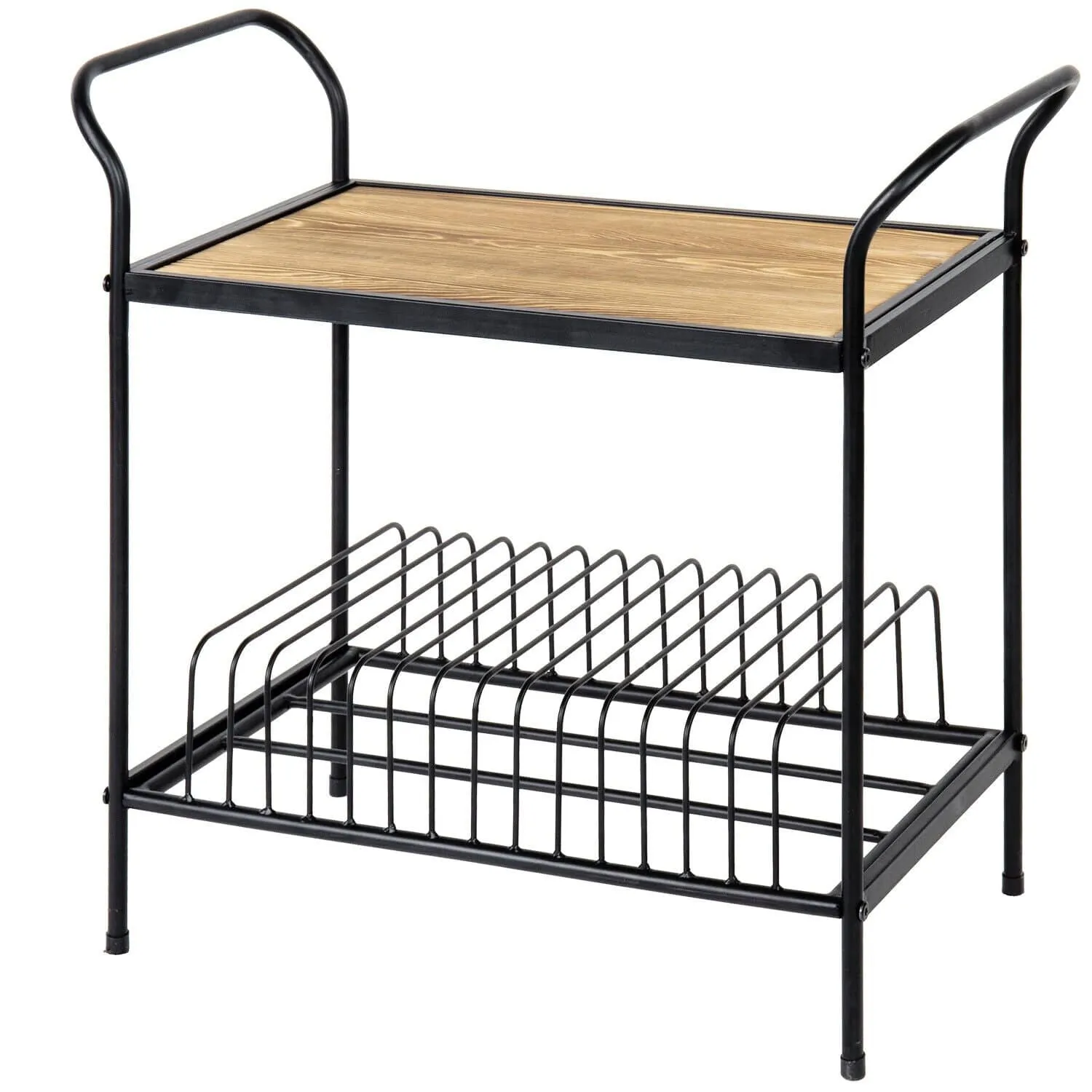 Freestanding Rustic Vinyl Record Player Turntable Storage Rack Stand