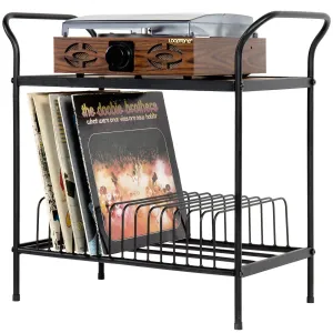 Freestanding Rustic Vinyl Record Player Turntable Storage Rack Stand