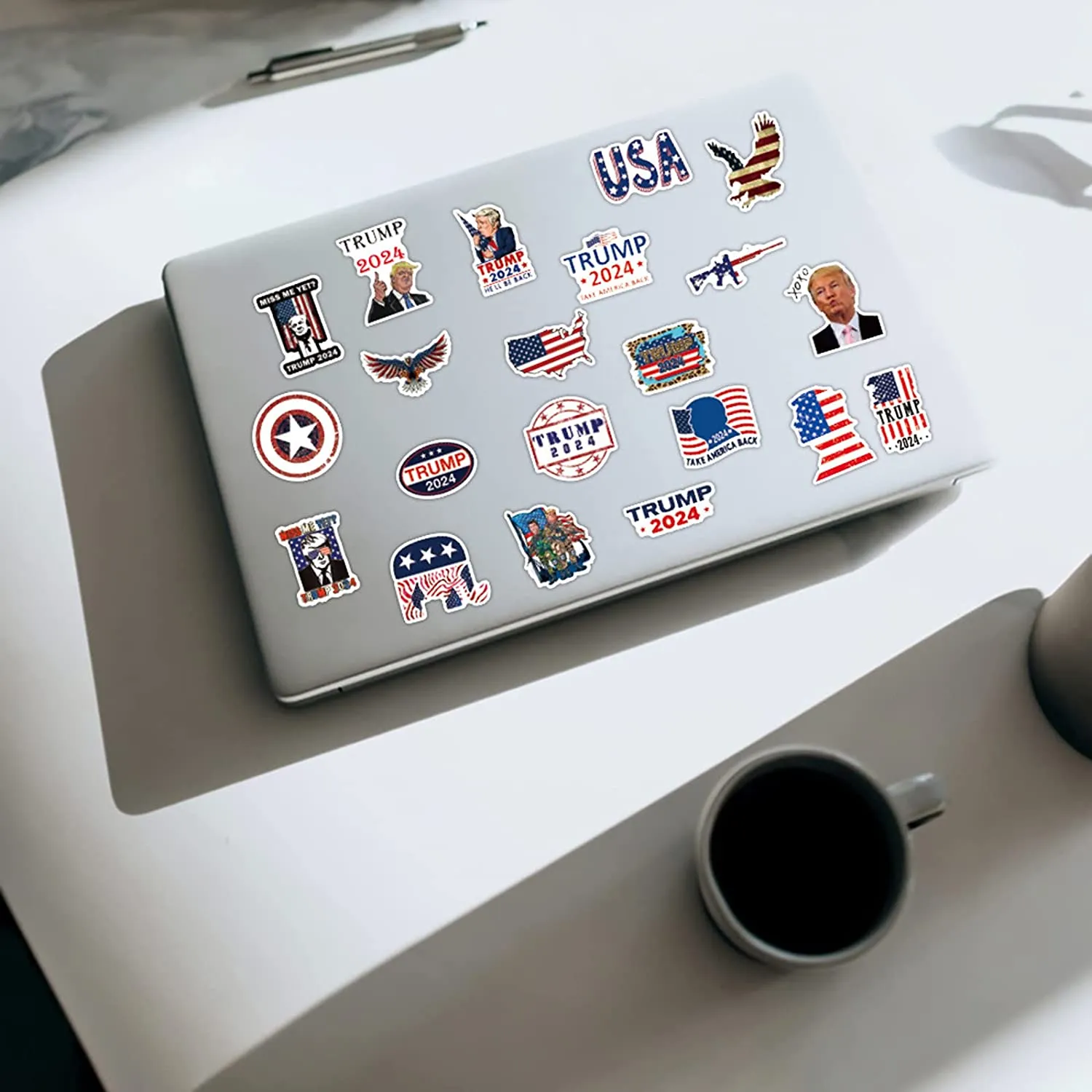 Funny Trump 2024 Stickers 100pcs Pack, USA American Presidential Election Stickers for Laptop Water Bottles Car Phone Truck Motorcycle Notebook Bike Bumper Luggage