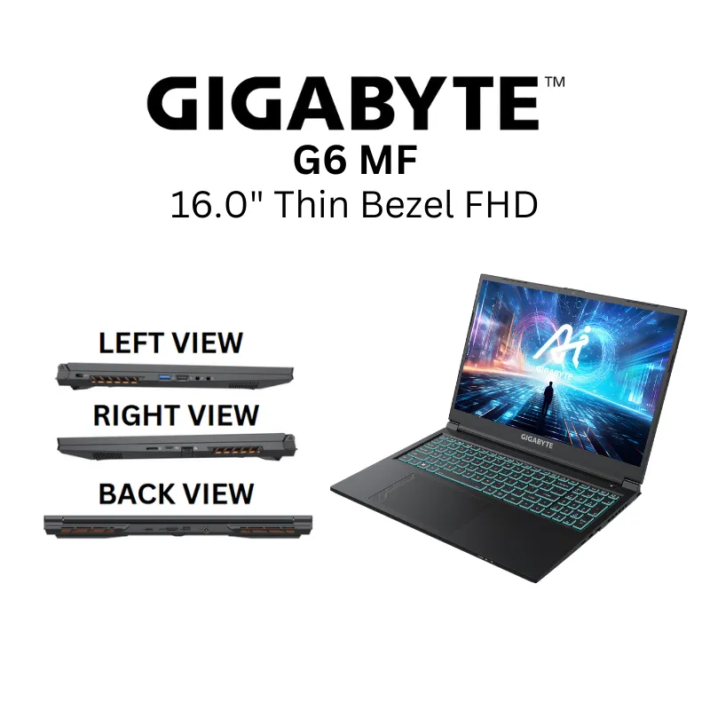 GIGABYTE G6 MF 16" FHD  165hz/ i7-13620H/ RTX 4050/ 512GB SSD/ 16GB DDR5 4800