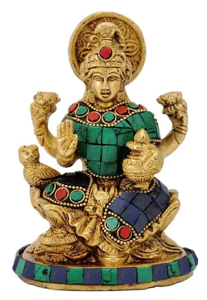Goddess Dhan Lakshmi with Kalash - Brass Statue