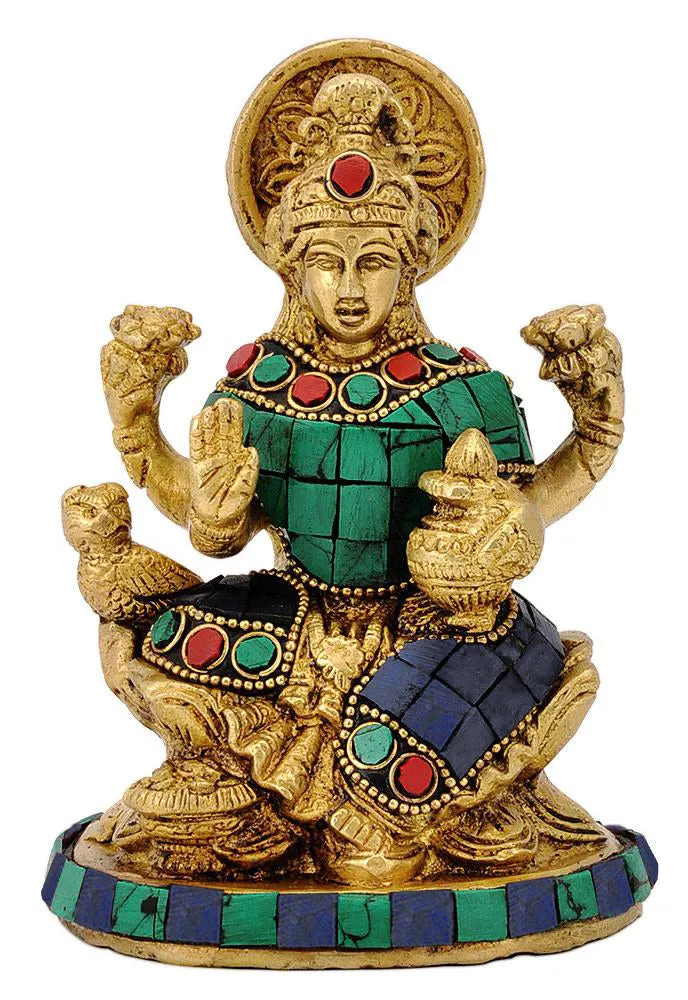 Goddess Dhan Lakshmi with Kalash - Brass Statue