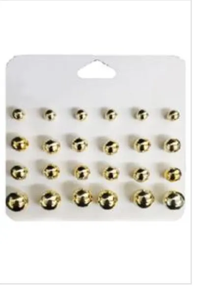 GOLD STUDDED EARRINGS 12PAIR SET