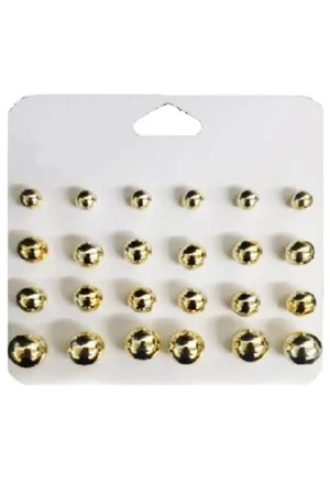 GOLD STUDDED EARRINGS 12PAIR SET