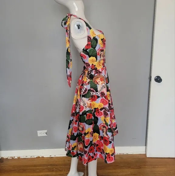 Hell Bunny Dia De Los Muertos Halter Dress, VGUC, Size 4X