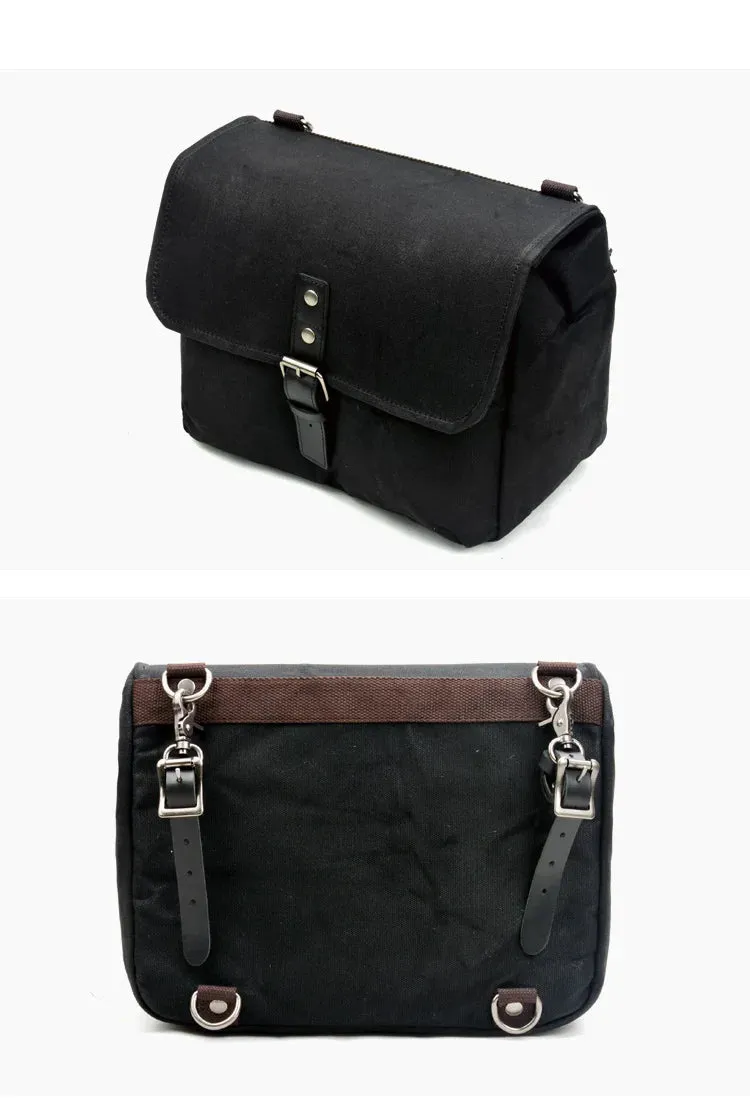 Henwood Biker's Bag Saddlebag Side Pouch - Canvas - Black/Khaki/Taupe