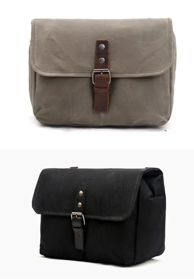 Henwood Biker's Bag Saddlebag Side Pouch - Canvas - Black/Khaki/Taupe