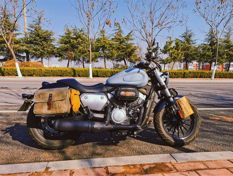 Henwood Biker's Bag Saddlebag Side Pouch - Canvas - Black/Khaki/Taupe