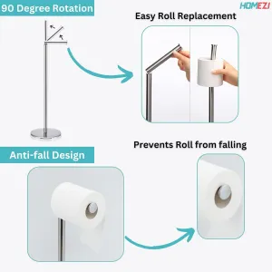 HOMEZI Toilet Roll Holder, Chrome, condition new but base plate has dents in, open, scruffy box