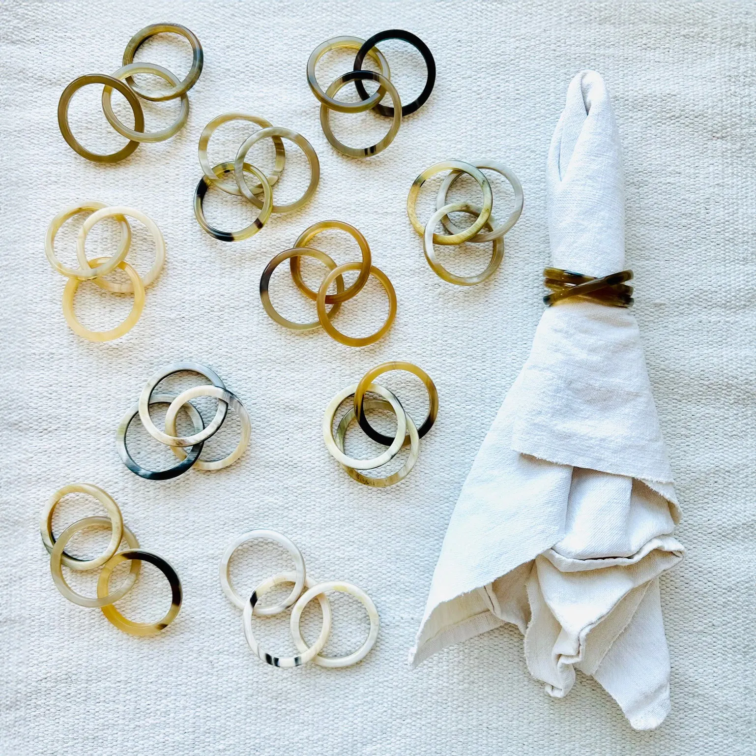 Horn Napkin Rings - Set of 4 - Light Colors