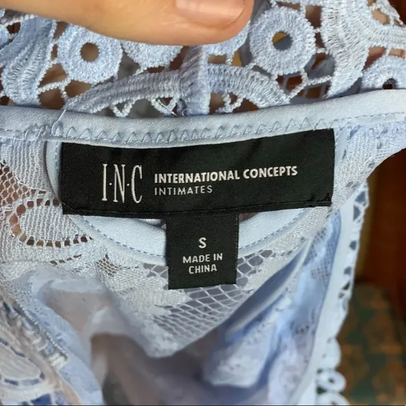 INC Intimates romantic Lingerie set Powder blue lace 2-pc Small