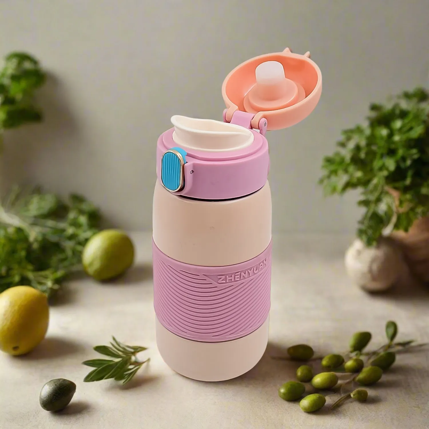 Insulated Stainless Steel Bottle With Rubber Grip (420 ML / Mix Design)