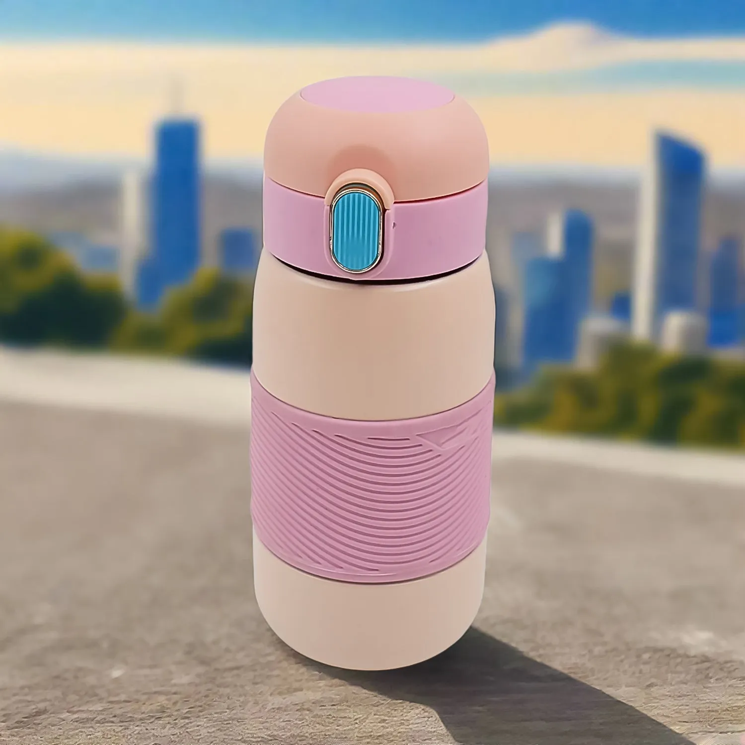 Insulated Stainless Steel Bottle With Rubber Grip (420 ML / Mix Design)