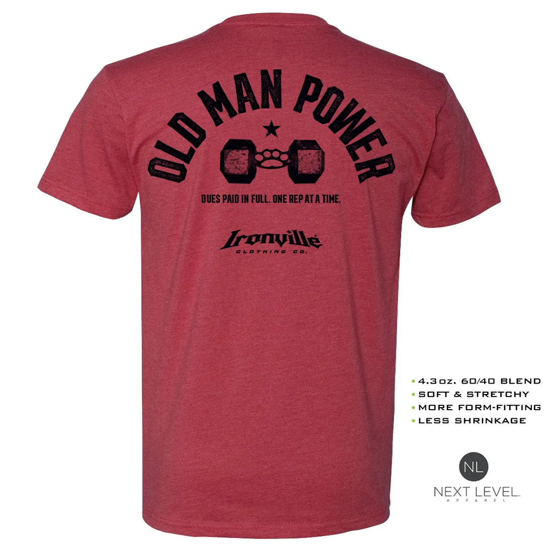 Ironville OLD MAN POWER Soft-Blend Gym T-shirt