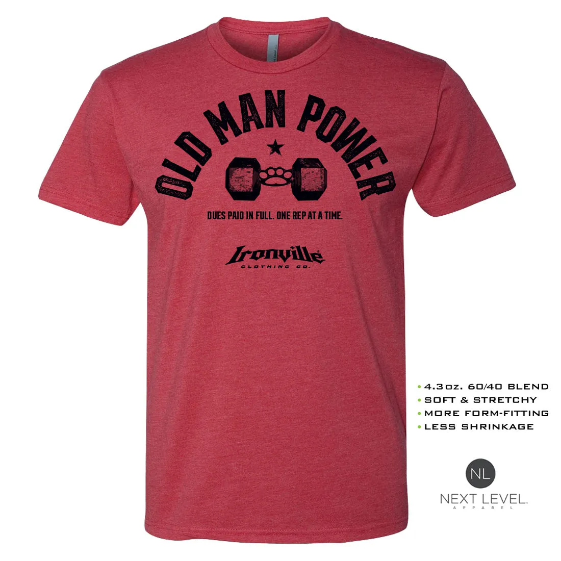 Ironville OLD MAN POWER Soft-Blend Gym T-shirt
