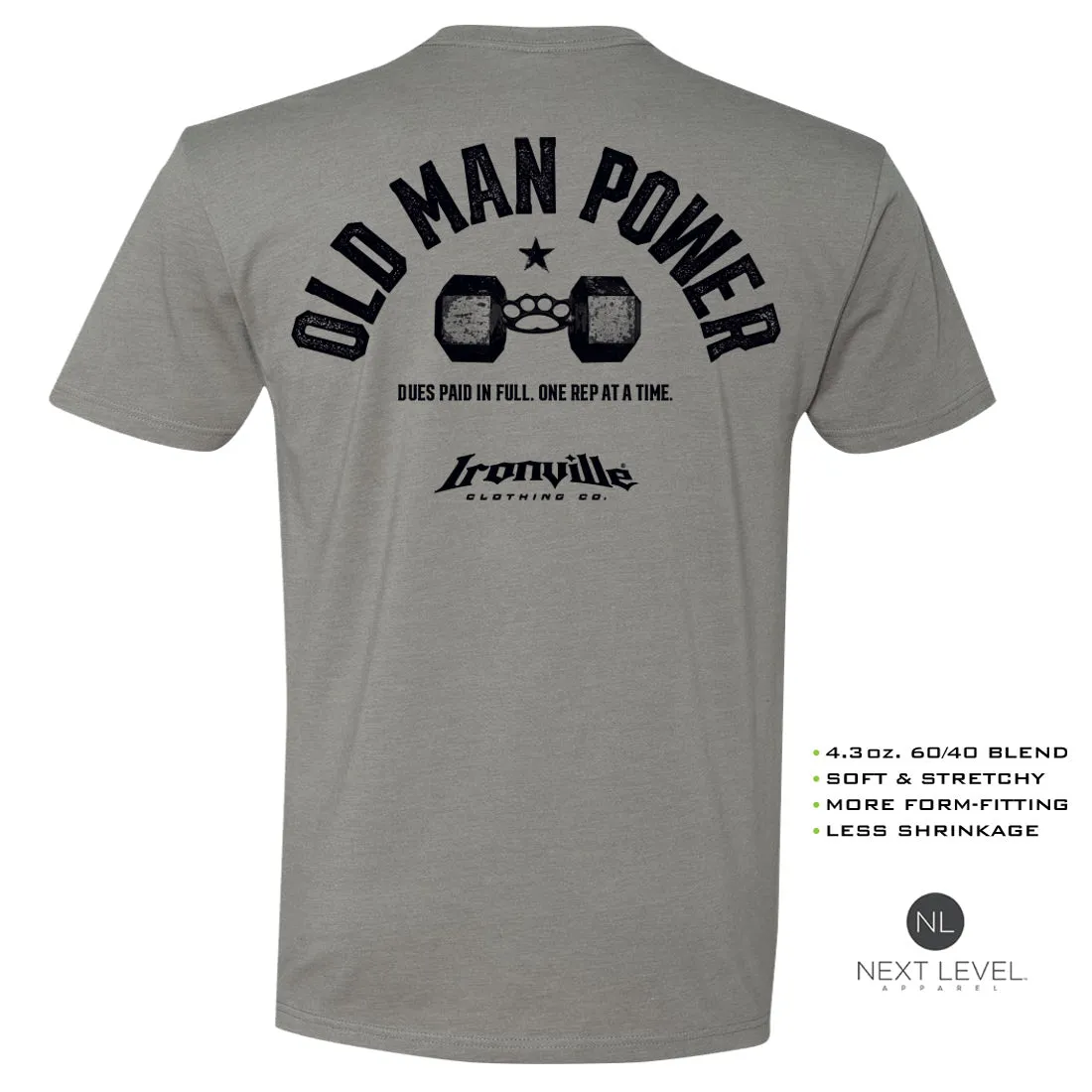 Ironville OLD MAN POWER Soft-Blend Gym T-shirt