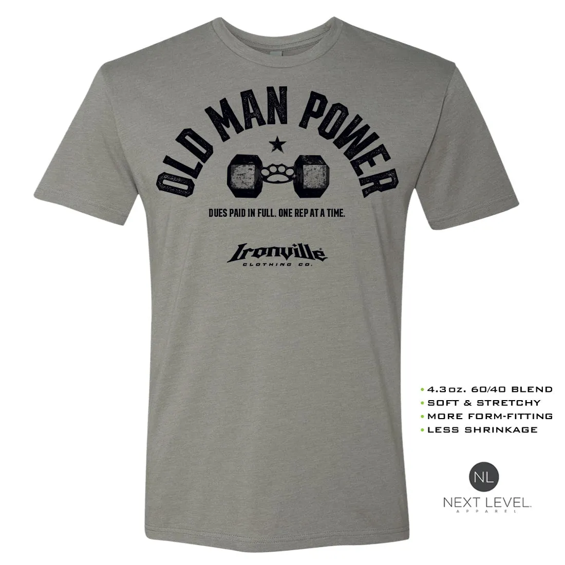 Ironville OLD MAN POWER Soft-Blend Gym T-shirt