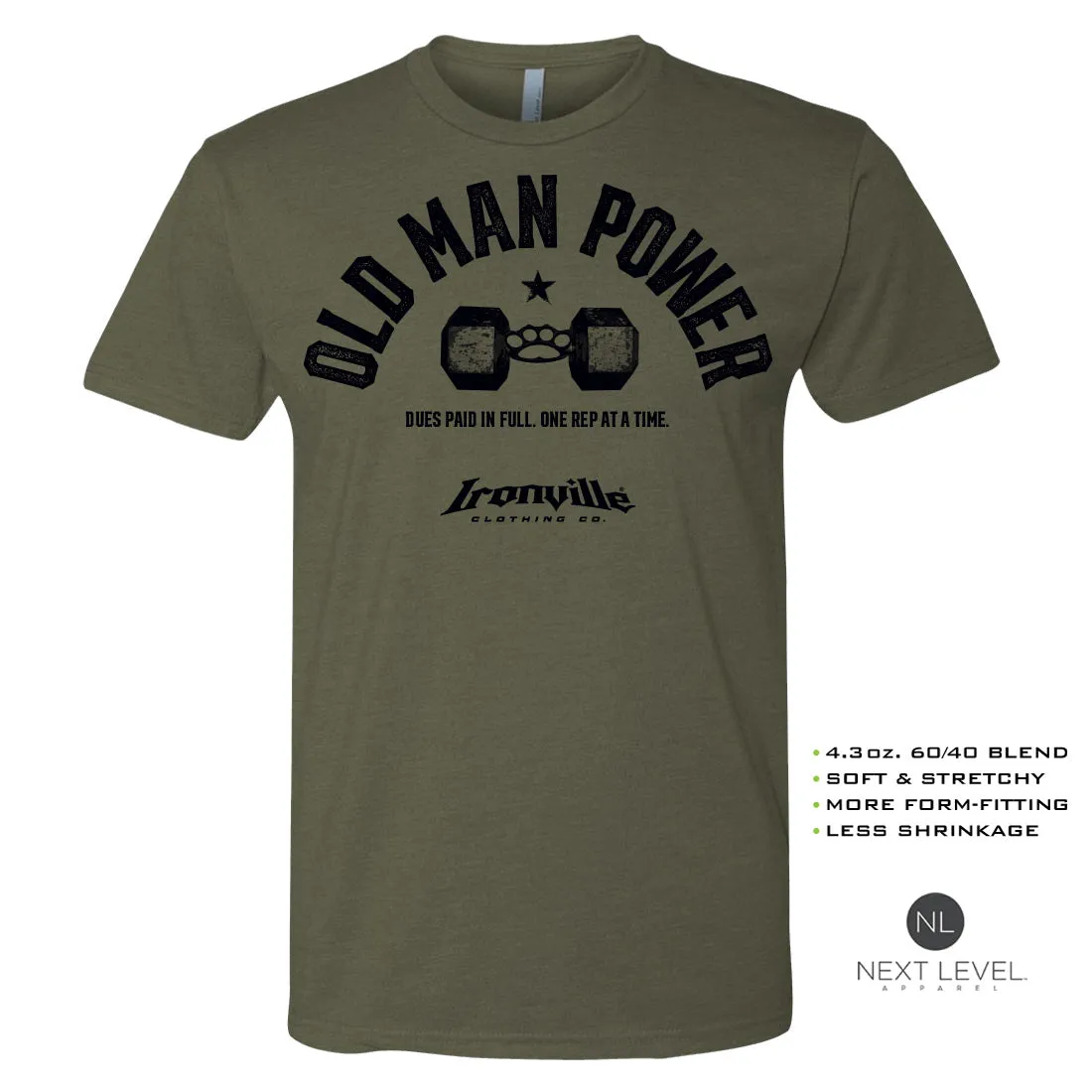 Ironville OLD MAN POWER Soft-Blend Gym T-shirt