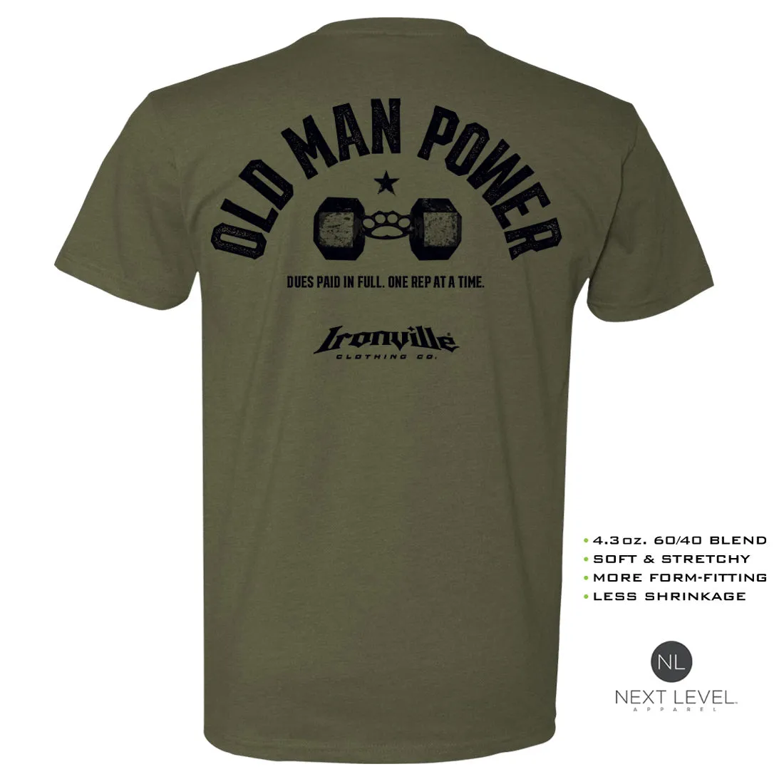 Ironville OLD MAN POWER Soft-Blend Gym T-shirt
