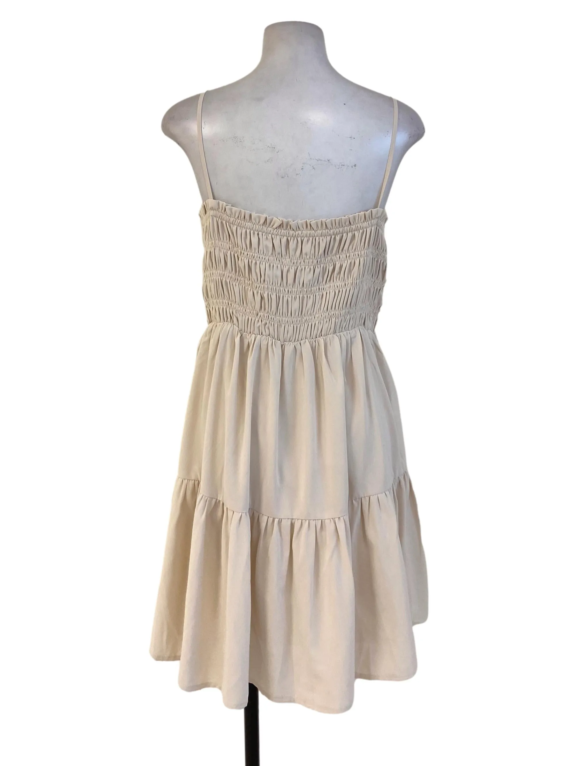 Ivory Strechable Square Neck Dress