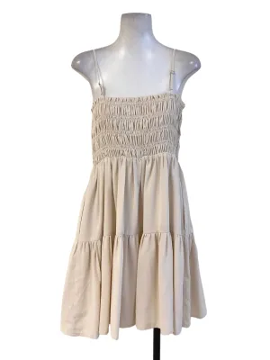 Ivory Strechable Square Neck Dress