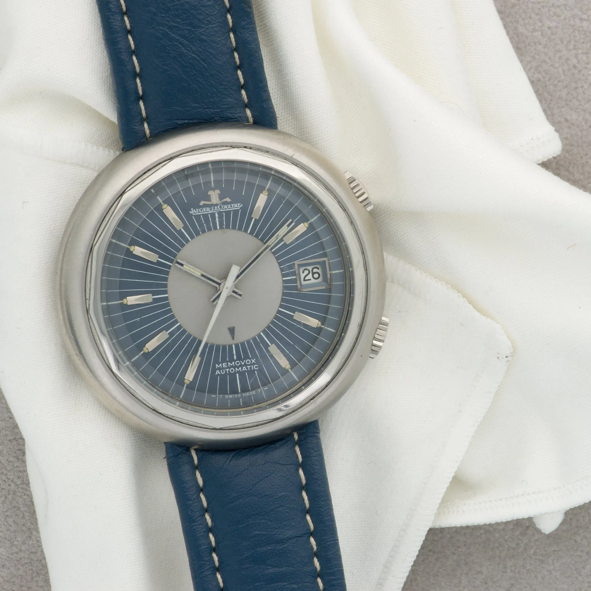 Jaeger Lecoultre Steel Memovox Snowdrop Watch Ref. E877