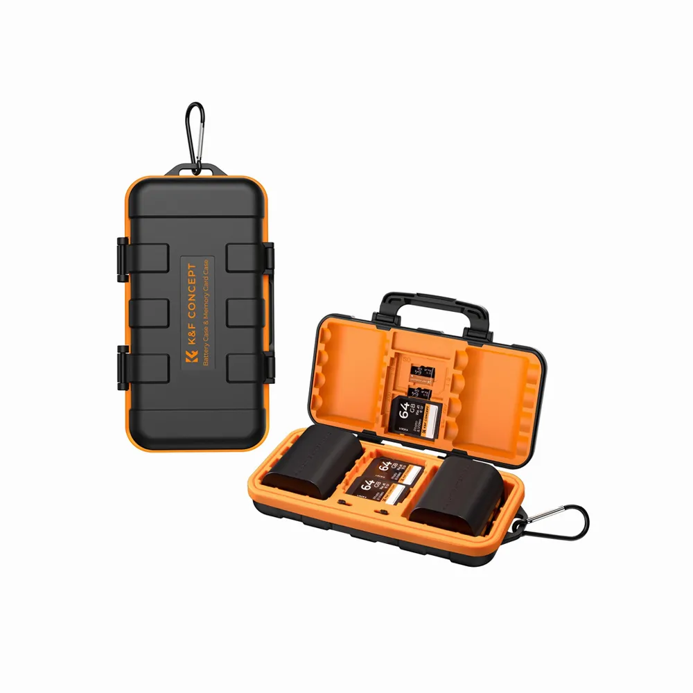 K&F Concept 16 Slots Memory Card & Camera Battery Case, Water-Resistant SD CF TF Battery Holder for 2 Camera Batteries, 8 AAA Batteries, 2 CF/XQDs, 4 SD Cards and 6 TF Cards