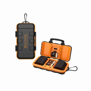 K&F Concept 16 Slots Memory Card & Camera Battery Case, Water-Resistant SD CF TF Battery Holder for 2 Camera Batteries, 8 AAA Batteries, 2 CF/XQDs, 4 SD Cards and 6 TF Cards