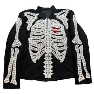 Kashani Skeleton Hyper Crystal Heart White Studded Jacket
