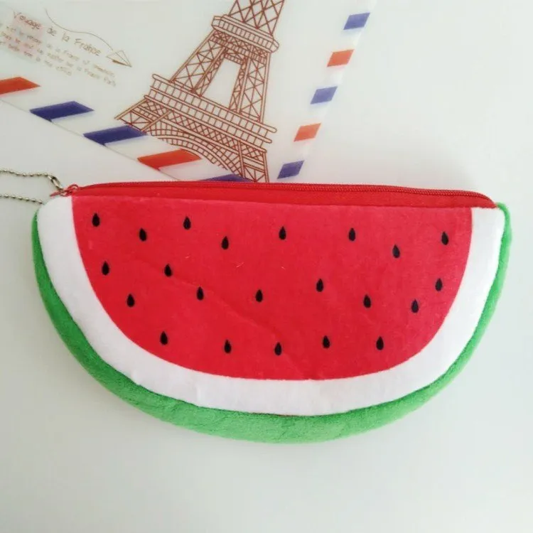 Kawaii Watermelon and Strawberry Plush Pencil Pouch