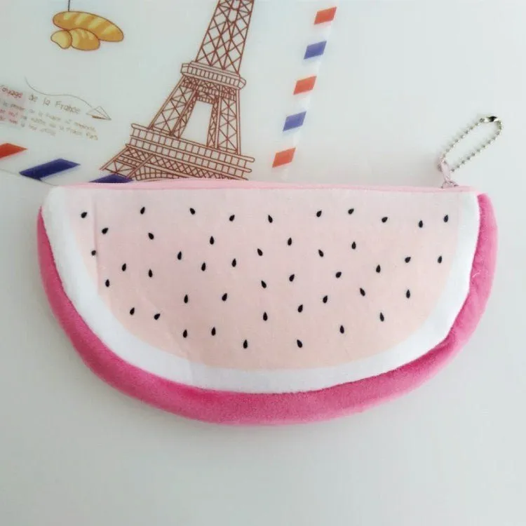 Kawaii Watermelon and Strawberry Plush Pencil Pouch