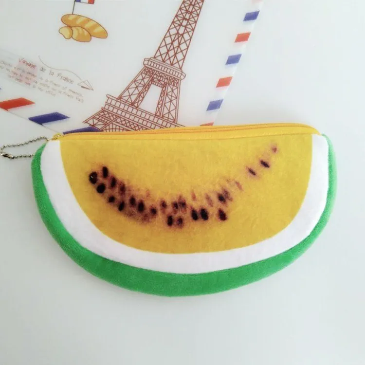 Kawaii Watermelon and Strawberry Plush Pencil Pouch