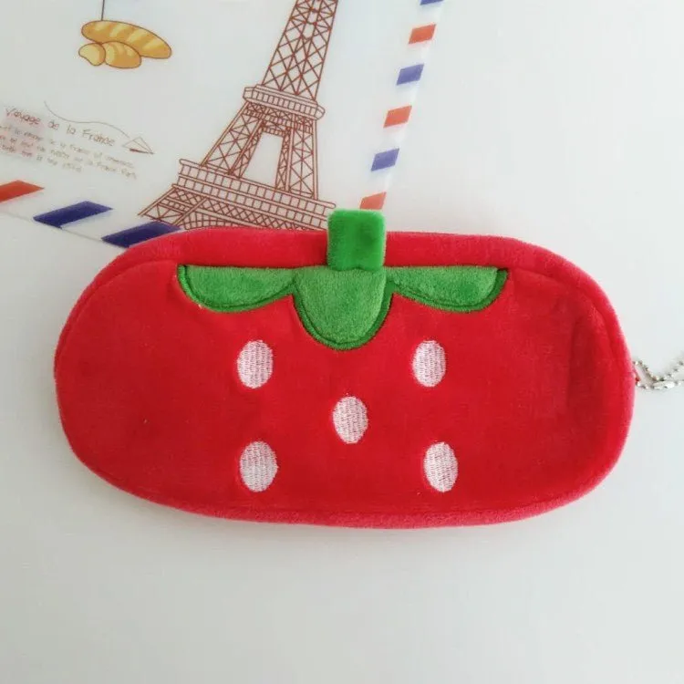 Kawaii Watermelon and Strawberry Plush Pencil Pouch