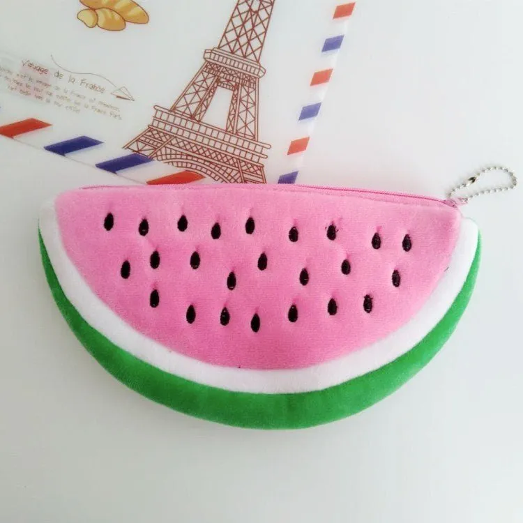 Kawaii Watermelon and Strawberry Plush Pencil Pouch