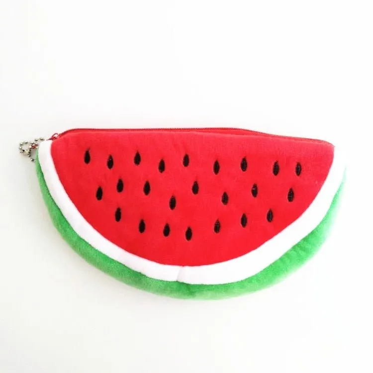 Kawaii Watermelon and Strawberry Plush Pencil Pouch