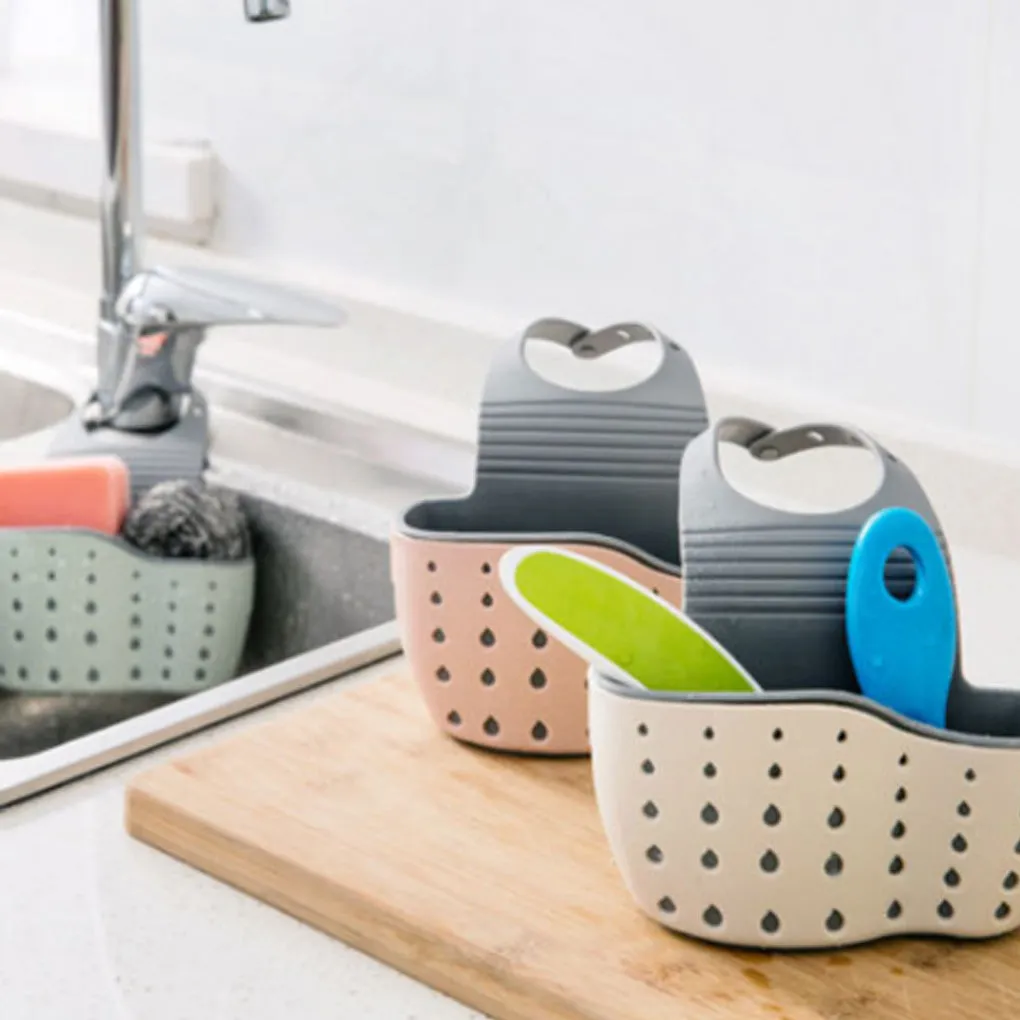 Kitchen Sponge Drain Holder Suction Cup Sink Shelf Soap Sucker Storage Rack Basket Wash Cloth