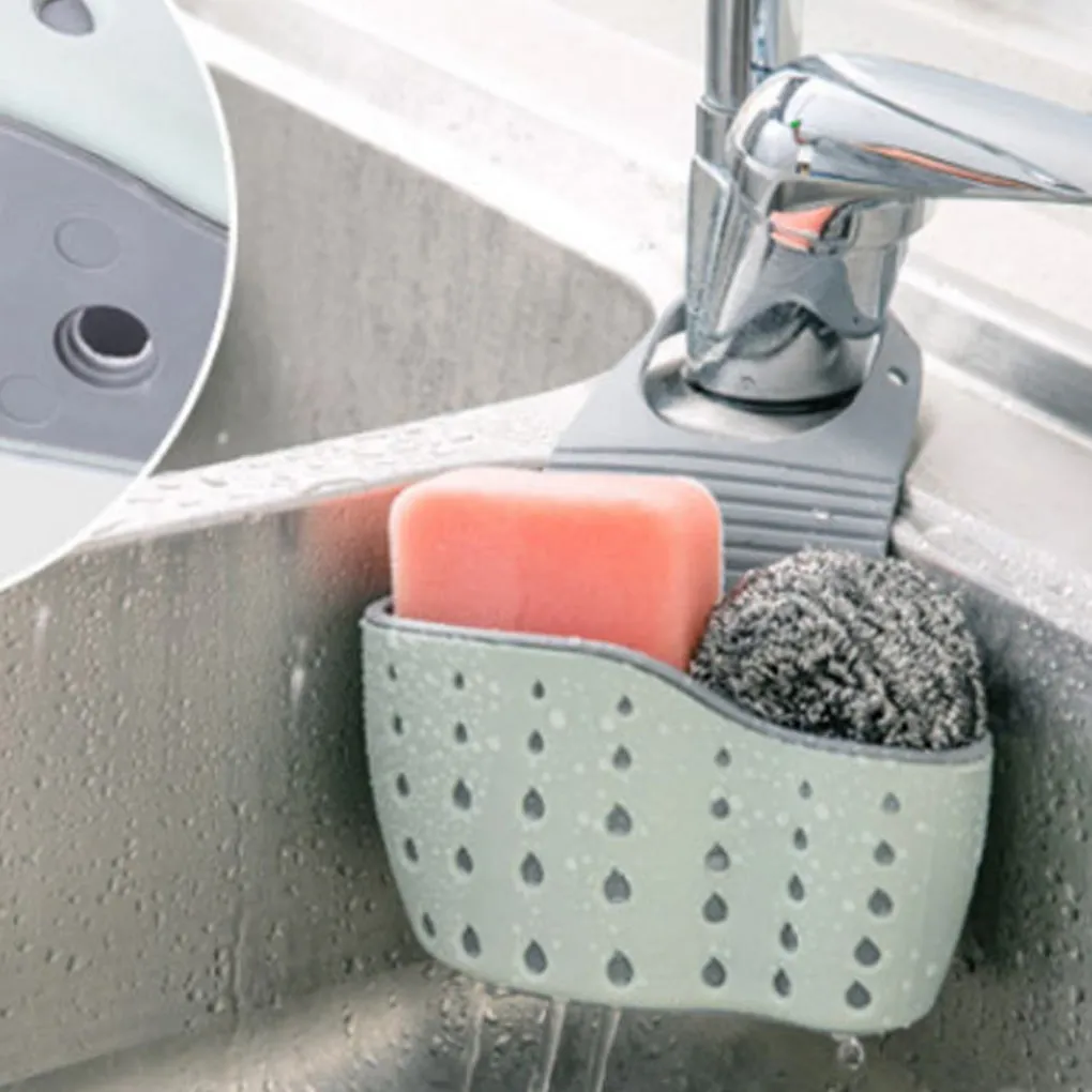 Kitchen Sponge Drain Holder Suction Cup Sink Shelf Soap Sucker Storage Rack Basket Wash Cloth